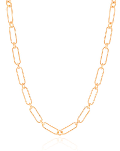 Colar Elos Ovais 5 mm Banhado a Ouro 18K - 45 cm