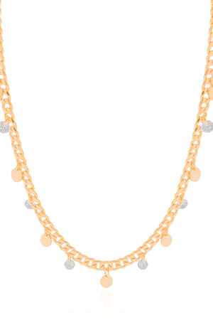 Gargantilha Plaquinhas Pontos de Luz Cristal Banhado a Ouro 18K - 45 cm