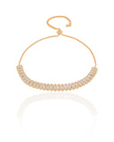 Pulseira Baguetes Zircônia Fecho Gravata Banhado a Ouro 18K - 20 cm