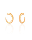 Brinco Oval Liso Vazado 2.4 cm Banhado a Ouro 18K