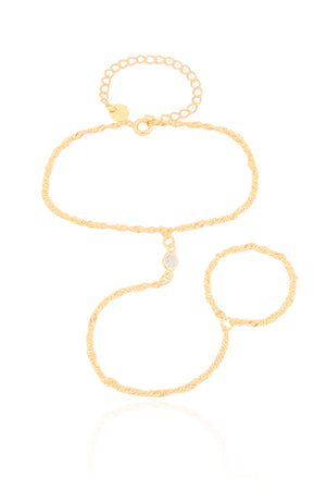 Pulseira Hand Chain Singapura 2 mm Banhado a Ouro 18K