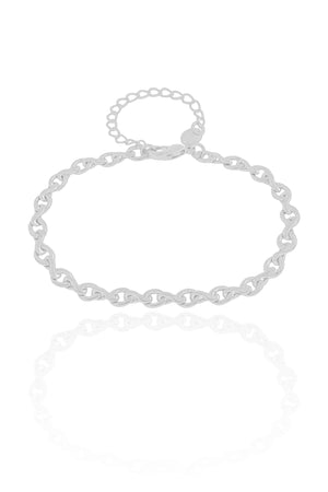 Pulseira Elos Torcidos 4 mm Ródio Branco