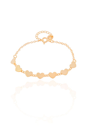 Pulseira Infantil Corações Lisos Banhado a Ouro 18K