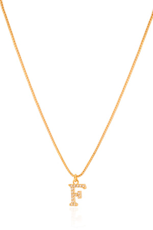 Gargantilha Veneziana Letra F Cravejada Cristal Banhado a Ouro 18K - 45 cm