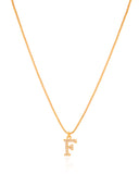 Gargantilha Veneziana Letra F Cravejada Cristal Banhado a Ouro 18K - 45 cm