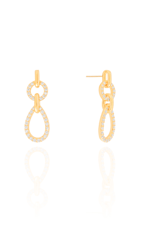 Brinco Circulo Gota Cravejado Cristal Banhado a Ouro 18K