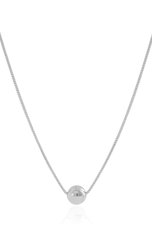 Gargantilha Veneziana Bola Lisa 8 mm Ródio Branco - 45 cm