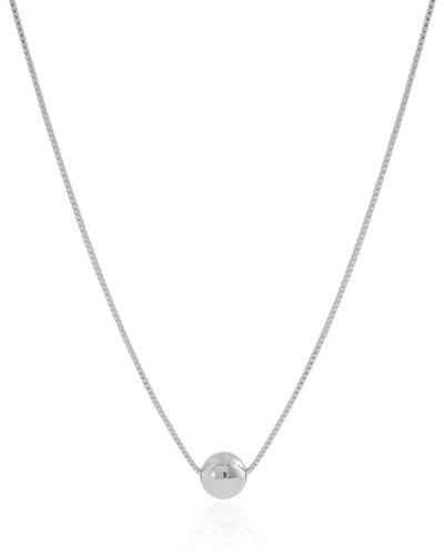 Colar Veneziana Bola Lisa 8 mm Ródio Branco - 45 cm