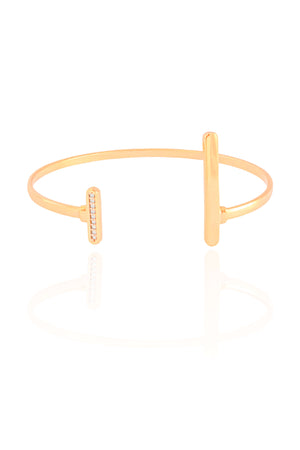 Bracelete Palitos Liso e Cravejado Cristal Banhado a Ouro 18K