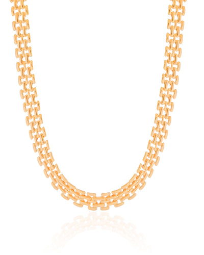 Choker Malha Relógio 8 mm Banhado a Ouro 18K - 31 cm