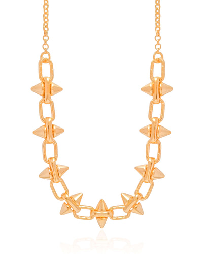 Colar Elos Spike 13 mm Banhado a Ouro 18K - 45 cm