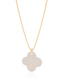 Gargantilha Longa Trevo Madrepérola 3.5 cm Banhado a Ouro 18K - 70 cm