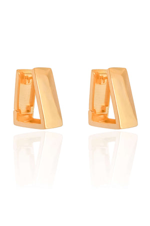 Brinco Argola Click Triangular Reta Lisa 2.4 cm Banhado a Ouro 18K