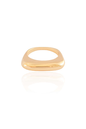 Anel Abaulado Liso Tamanho 17 Banhado a Ouro 18K