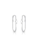Brinco Argola Oval Clip Ponto de Luz Gota Cristal