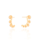 Brinco Palito Curvado Bolas Lisas Banhado a Ouro 18K