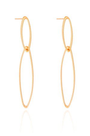 Brinco Elíptico Duplo Vazado 7.3 cm Banhado a Ouro 18K