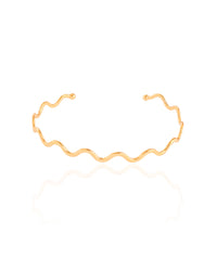 Bracelete Ondas Liso Banhado a Ouro 18K