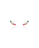 Brinco Ear Cuff Zircônias Coloridas Ródio Branco