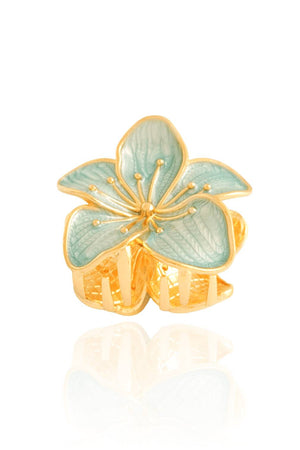 Presilha para Cabelo Flor Esmaltada Detalhes Dourado