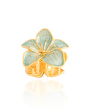 Presilha para Cabelo Flor Esmaltada Detalhes Dourado