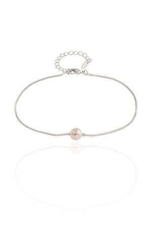 Pulseira Veneziana Pérola 6 mm Ródio Branco