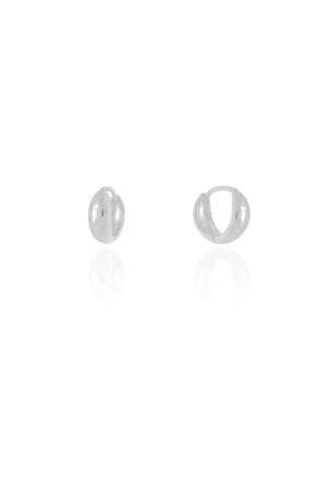 Brinco Argola Click Abaulada Lisa 1.1 cm Ródio Branco