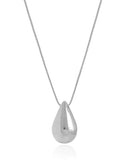 Gargantilha Longa Rabo de Rato 1 mm Gota Lisa Ródio Branco - 60 cm