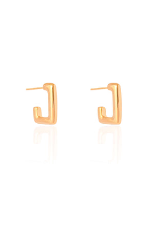 Brinco Argola Retangular Lisa 1.6 cm Banhado a Ouro 18K
