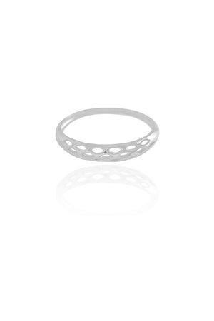 Anel Detalhes Vazados Tamanho 16 Ródio Branco