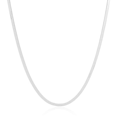 Colar Malha Fita 3 mm Ródio Branco - 45 cm