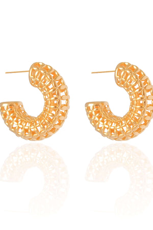 Brinco Argola Tubo Tela 3.1 cm Banhado a Ouro 18K