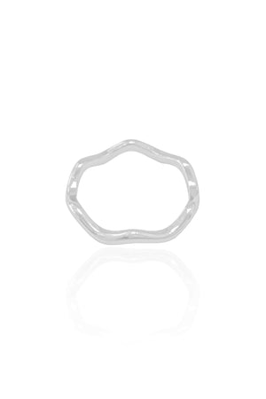 Anel Ondas Liso Tamanho 13 Ródio Branco