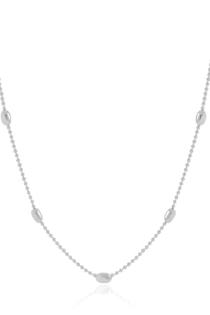 Gargantilha Longa Gomos Ovais 3 mm Ródio Branco - 70 cm