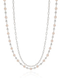 Gargantilha Dupla Elos Pérolas Ródio Branco