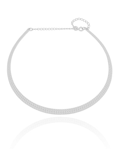 Aro Texturizado 5 mm Ródio Branco - 35 cm
