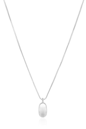 Choker Veneziana com Pingente Oval Liso Ródio Branco