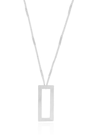 Gargantilha Gurmet Achatada Retangulo Vazado Liso Ródio Branco - 40 cm