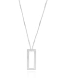 Gargantilha Gurmet Achatada Retangulo Vazado Liso Ródio Branco - 40 cm