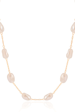 Gargantilha Elos Pérolas Barrocas Banhado a Ouro 18K - 40 cm