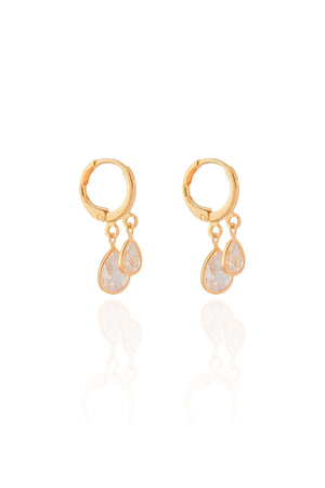 Brinco Argola Click Gotas Zircônias 2.5 cm Banhado a Ouro 18K