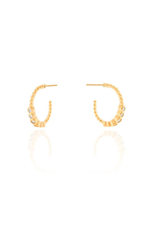 Brinco Argola Bolinhas e Cravejada Cristal