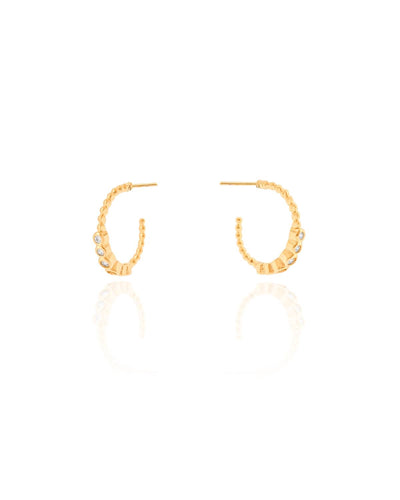 Brinco Argola Bolinhas e Cravejada Cristal