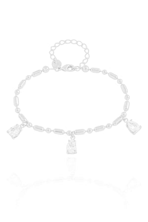 Pulseira Gomos Gotas Cristal Ródio Branco