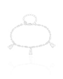 Pulseira Gomos Gotas Cristal Ródio Branco