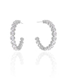 Brinco Argola Pontos de Luz Cristal 3.7 cm Ródio Branco