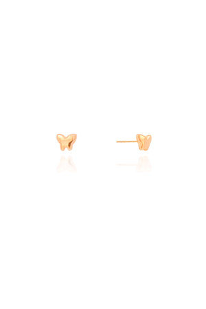 Brinco Borboleta Lisa 5 mm Banhado a Ouro 18K