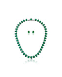 Conjunto Gargantilha Riviera Gota Verde Esmeralda com Fecho Gaveta Click e Brinco