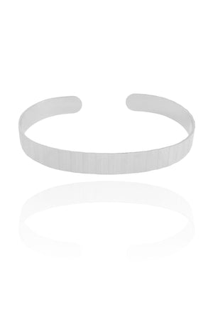 Bracelete Esteira Texturizado 7 mm Ródio Branco
