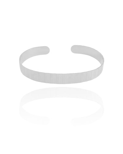 Bracelete Esteira Texturizado 7 mm Ródio Branco